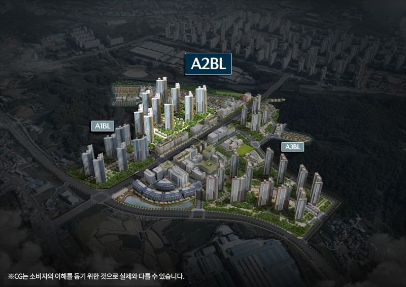 아산탕정자이 A1, A2, A3블록 전체 조감도. GS건설 제공