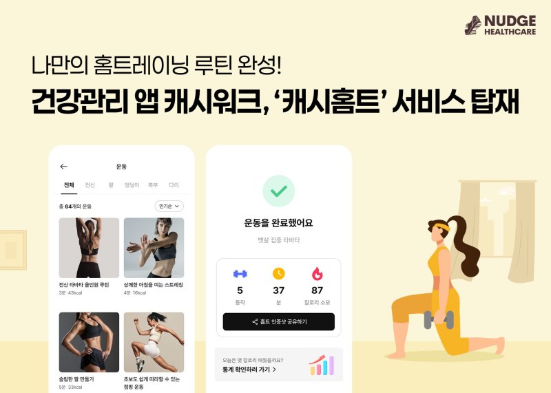 [서울=뉴바카라 베팅]건강관리 앱 '캐시워크' 내 '캐시홈트' 서비스 탑재.(사진=넛지헬스케어 제공) 2025.06.12. photo@newsis.com *재판매 및 DB 금지