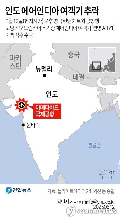 [그래픽] 인도 에어인디아 여객기 추락 (출처=연합뉴스)