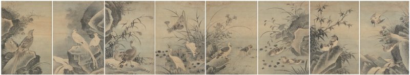 이징(李澄, 1581~1653 이후) 《산수화조도첩山水花鳥圖帖》 <수변금계水邊錦雞, 심산백한深山白鷳> 조선 1642, 비단에 엷은 색 각 31.7×21.3cm, 간송미술문화재단 소장, 보물 *재판매 및 DB 금지