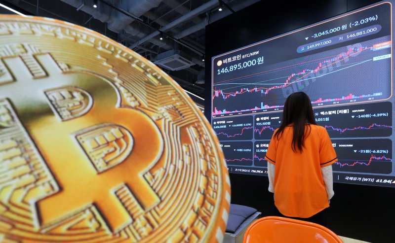 [서울=뉴시스] 김혜진 기자 = 서울 강남구 빗썸 라운지 전광판에 비트코인 시세가 표시되고 있다. 2025.05.29. jini@newsis.com