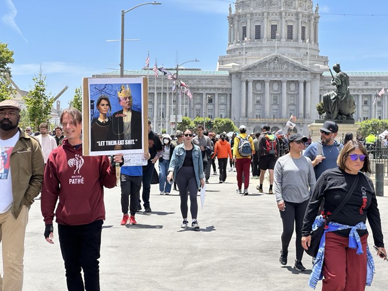 "미국에 왕은 없다" 분노한 美 민심, 샌프란시스코 '노킹' 시위 현장 가보니[르포]
