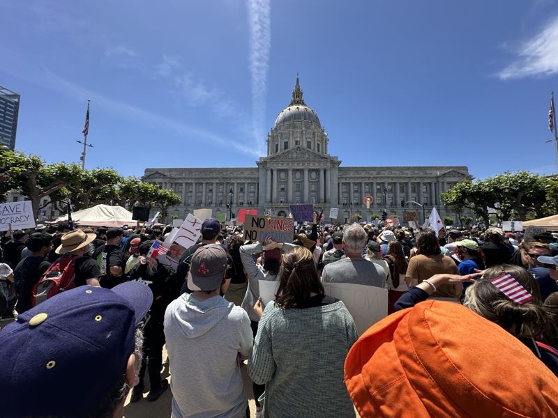 "미국에 왕은 없다" 분노한 美 민심, 샌프란시스코 '노킹' 시위 현장 가보니[르포]
