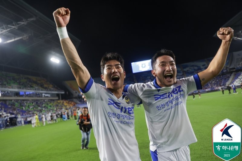 승리 후 기뻐하는 인천 유나이티드 선수들(한국프로축구연맹 제공)
