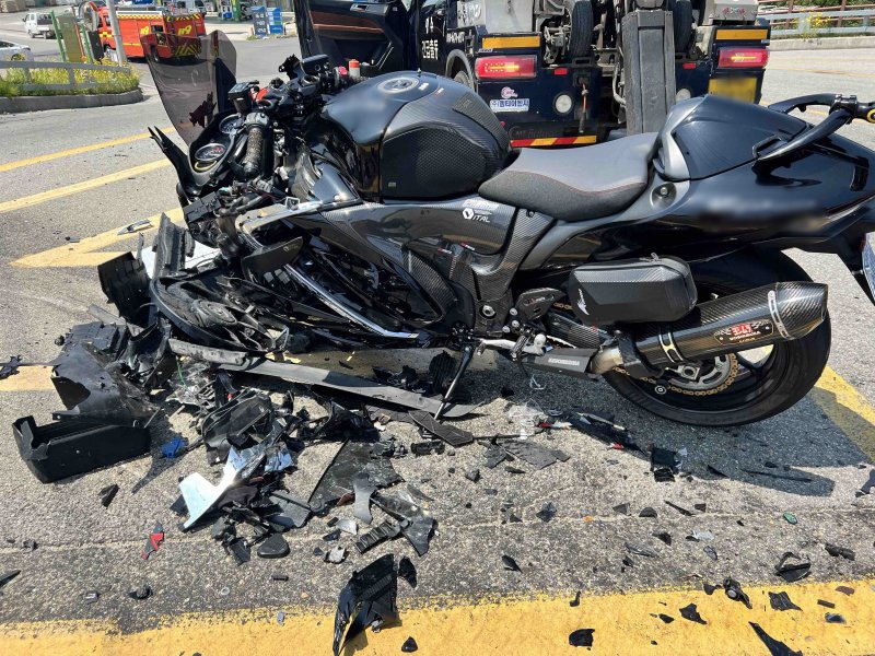 18일 오전 강원 양양 현남면 국도 7호선 교통사망사고 현장.(강원도소방본부 제공, 재판매 및 DB 금지) 2025.6.18/뉴스1