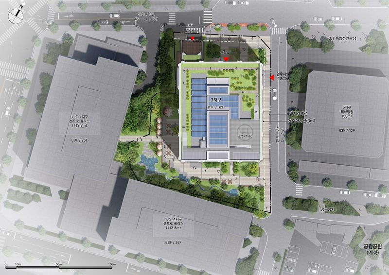 신촌2-2지구, 22층 높이 복합시설 조성…종로&middot;동대문 업무복합시설 계획도
