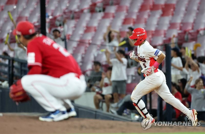 김광현에게 호런을 때려낸 김도영.연합뉴스