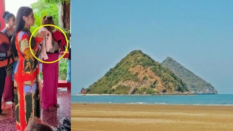 바카라 가상 머니 사이트의 가슴 모양을 하고 있는 섬에 연애운을 빌기 위해 바카라 가상 머니 사이트이 몰려들고 있다. 출처=SCMP