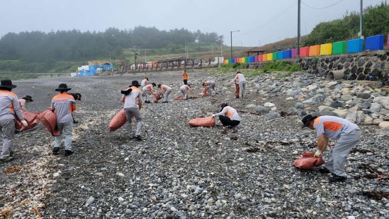 [제주=뉴시스] 바카라 사이트 추천디시가 21일 도내 해수욕장에서 플로깅 행사를 열고 쓰레기를 줍고 있다. (사진=바카라 사이트 추천디시 제공) 2025.06.21. photo@newsis.com
