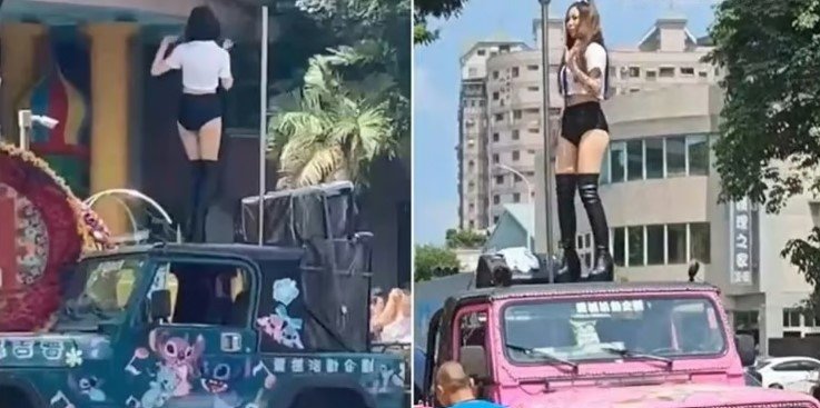 [뉴시스]대만의 한 부모가 아들의 중학교 졸업을 축하하기 위해 학교에 폴 댄서 두 명을 고용해 뭇매를 맞고 있다. (사진=SCMP)