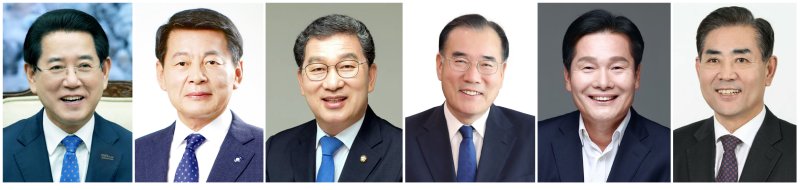 왼쪽부터 김영록 전남코난카지노, 서삼석 의원, 신정훈 의원, 이개호 의원, 주철현 의원(이상 더불어민주당), 국민의힘 김화진 전남도당위원장. (사진=뉴시스DB) *재판매 및 DB 금지