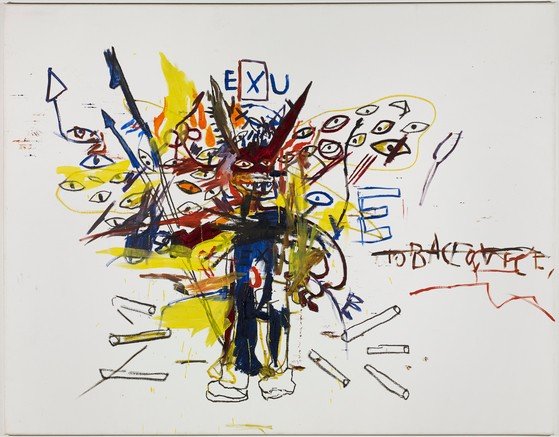 바스키아 마지막 자화상 ‘Exu’(1988). ⓒEstate of Jean-Michel Basquiat. Licensed by Artestar, New York. 사진 바스키아 재단 *재판매 및 DB 금지