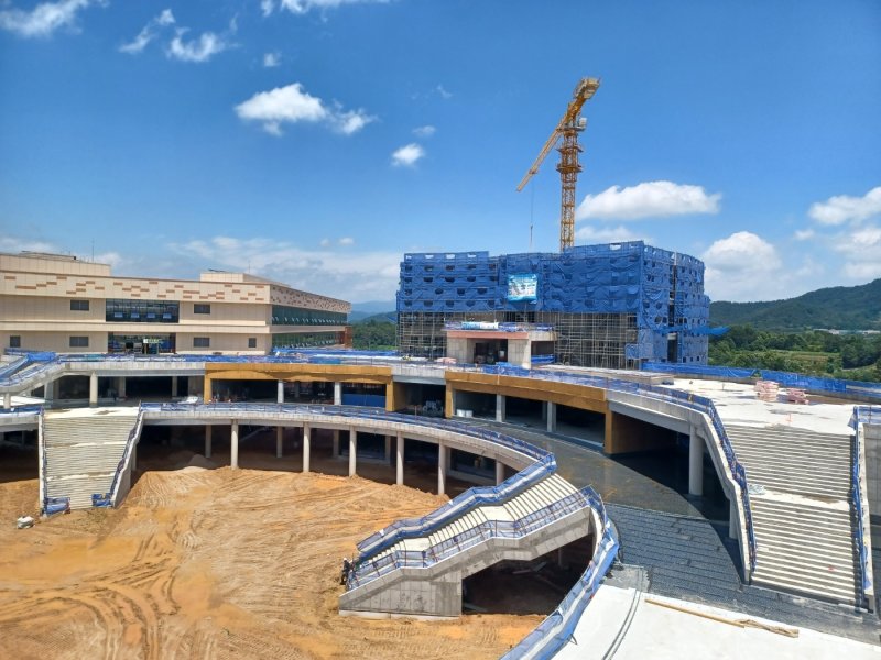 건설공사가 한창인 켄텍 도서관·학생회관. /뉴스1