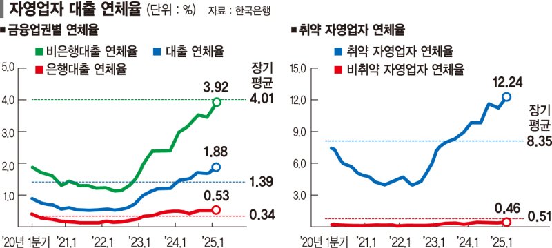 "경기 안좋아 빚 못갚아요"… 취약 자영업자 연체율 12.24% '12년 만에 최고'[한은 '상반기 금융안정보고서']