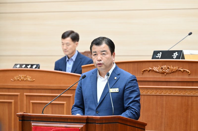 [보령=뉴시스] 5분 발언하는 조장현 보령시의원. (사진=보령시청 제공) *재판매 및 DB 금지