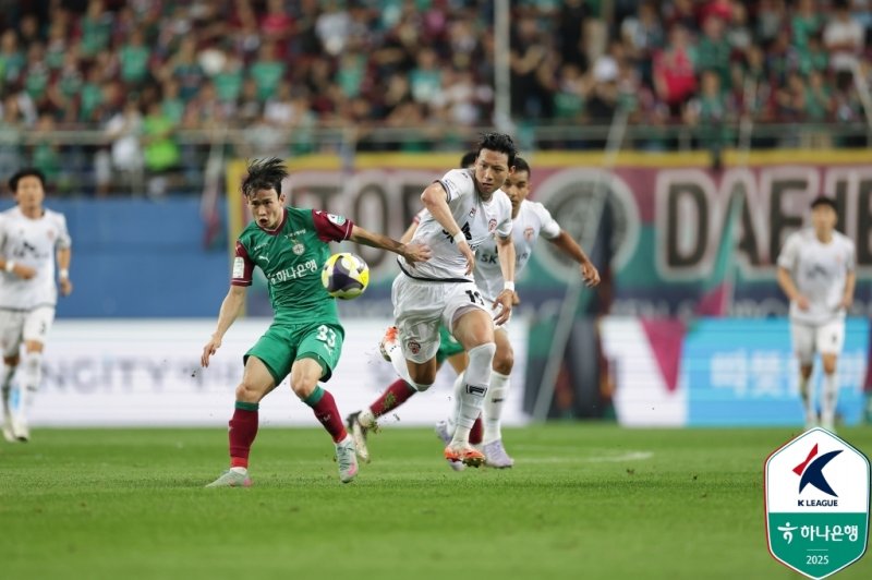 대전하나시티즌과 제주SK는 27일 열린 하나은행 K리그1 2025 21라운드에서 1-1로 비겼다. (한국프로축구연맹 제공)