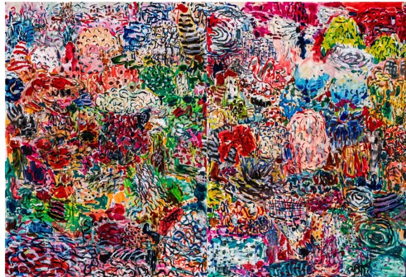 심우현, 시간은 흐르고 시간은 누구도 기다려주지 않는다. Time flows and time waits for no one 2022리넨에 유채 oil on linen 207x150cm(2EA) *재판매 및 DB 금지