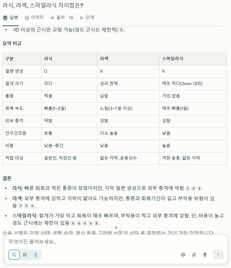 [서울=뉴시스] 기자가 시력 교정 수술 관련해 007카지노에 물어 답변 받은 모습. 2025.06.29. (사진=007카지노 캡처)