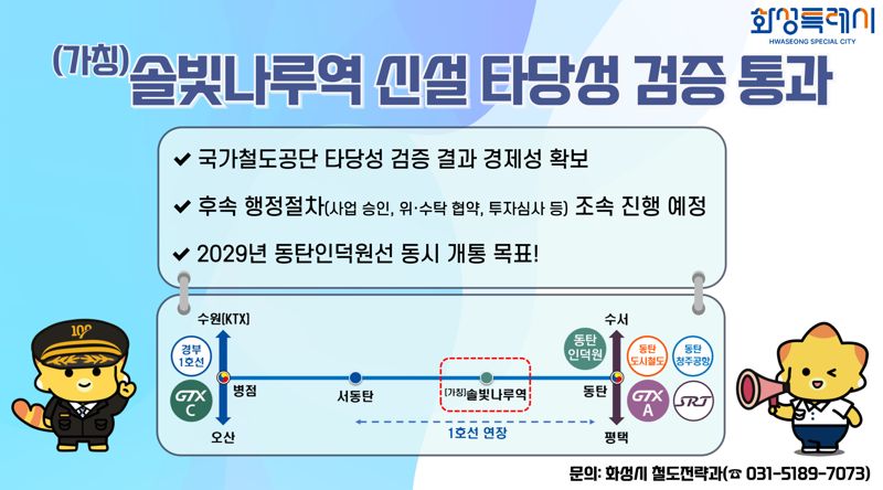 화성시, '솔빛나루역' 타당성 검증 통과…경제성 확보로 사업 추진 본격화
