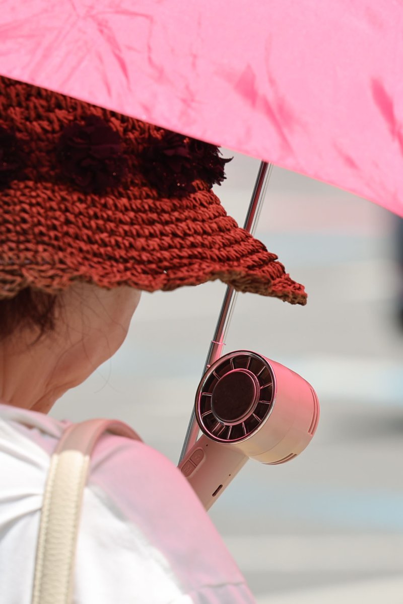 [서울=뉴시스] 권창회 기자 = 서울지역에 이틀째 폭염주의보가 지속중인 1일 서울 종로구 광화문광장 인근에서 시민들이 양산과 선풍기로 더위를 식히고 있다. 2025.07.01. kch0523@newsis.com