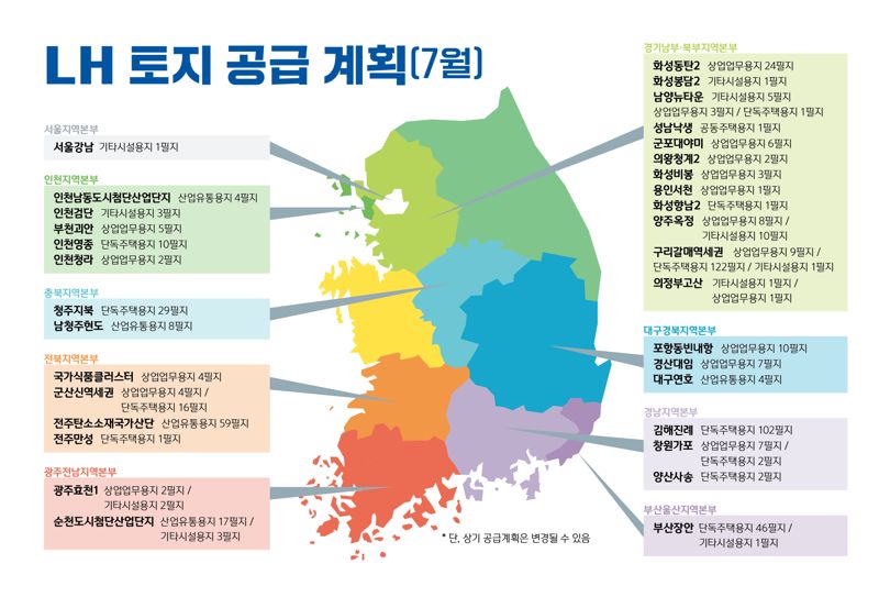 LH, 7월 전국에 60만㎡ 규모 551필지 프리미어카지노