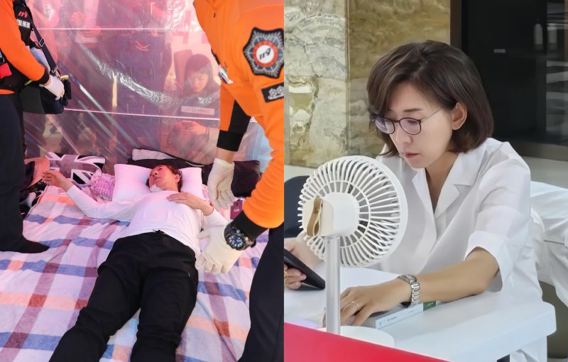 (왼쪽부터) 2018년 5월 '드루킹' 특검을 요구하며 단식 농성 중인 김성태 당시 자유한국당 원내대표와 나경원 국민의힘 우리카지노 바카라사이트. 출처=뉴시스, 나경원 SNS