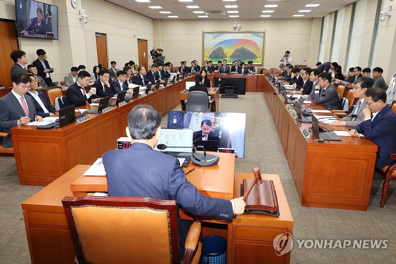 의사봉 두드리는 윤한홍 위원장 (출처=연합뉴스)