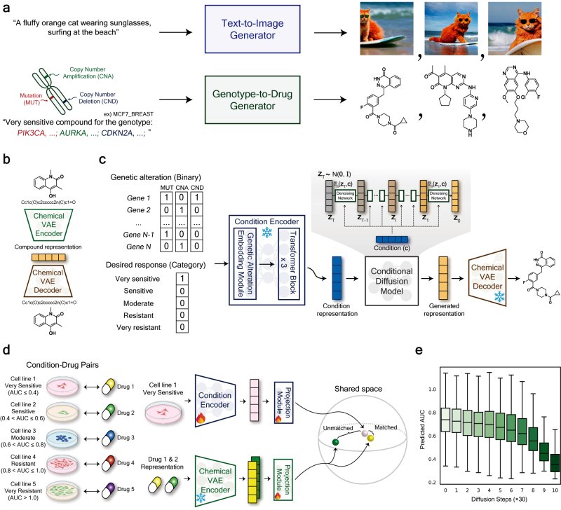 광주과학기술원(GIST·지스트) 연구팀이 암 환자의 유전자형을 분석해 개인 맞춤형 항암제 후보물질을 제안하는 생성형 인공지능(AI) 모델 'G2D-Diff'를 세계 최초로 개발했다 (모델 개요 그래픽=지스트 제공) photo@newsis.com