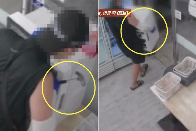 무인점포 키오스크 통째로 훔쳐 달아난 男, CCTV 보니...