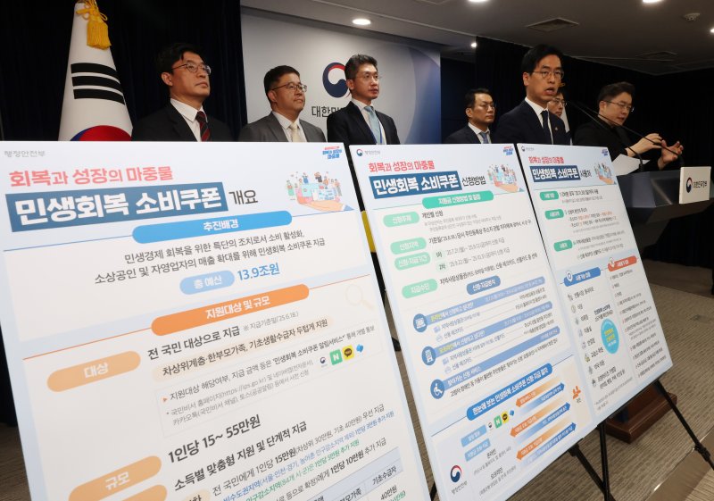 [서울=뉴시스] 배훈식 기자 = 김민재 행정안전부 장관 직무대행이 5일 오전 서울 종로구 정부서울청사에서 지노카지노 지급방안을 발표하고 있다. 2025.07.05. dahora83@newsis.com
