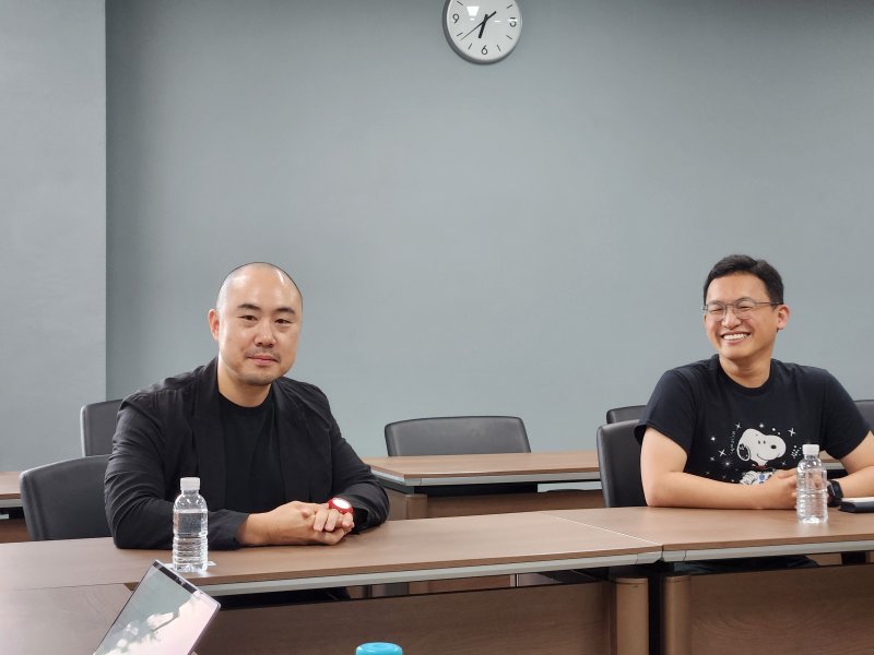 [서울=뉴시스] 이승주 기자=김정균 보령 파라존 코리아카지노이사와 정우성 한국과학창의재단 이사장이 5일 기자 간담회를 하는 모습. 2025.07.05. heyjude@newsis.com *재판매 및 DB 금지