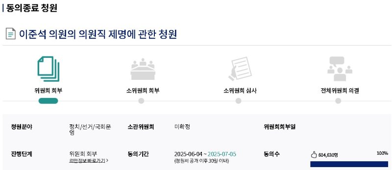 [서울=뉴시스] 이준석 개혁신당 의원의 의원직 제명을 요구하는 국회 국민동의청원.(사진=국회전자청원 누리집 갈무리) *재판매 및 DB 금지