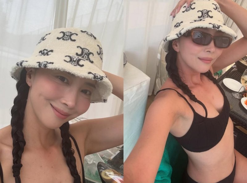 오윤아, 44세에 양갈래 머리하고 수영장行…글래머 비키니 자태 [N샷]