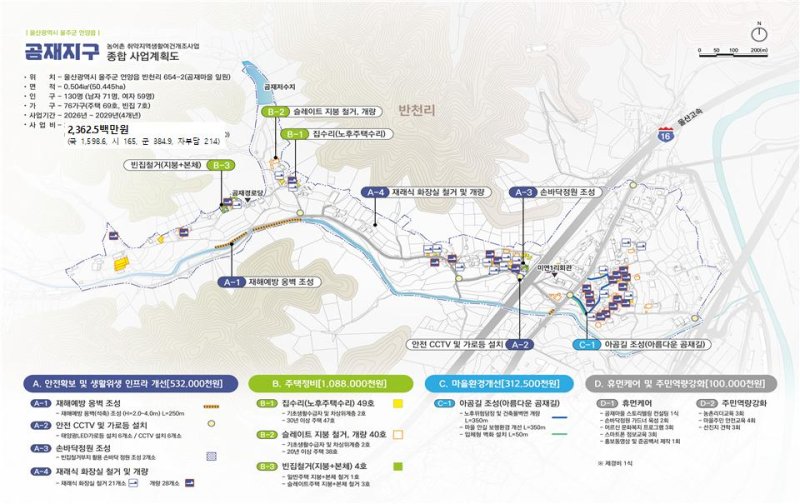 [울산=뉴시스] 울산시는 농림축산식품부가 주관한 '2026년 농어촌 취약지역 생활여건 개조사업' 공모에 울주군 언양읍 곰재마을이 최종정돼 국비 16억원을 확보했다고 7일 밝혔다. 사진은 사업계획도. (사진= 울산시 제공) 2025.07.07.photo@newsis.com *재판매 및 DB 금지
