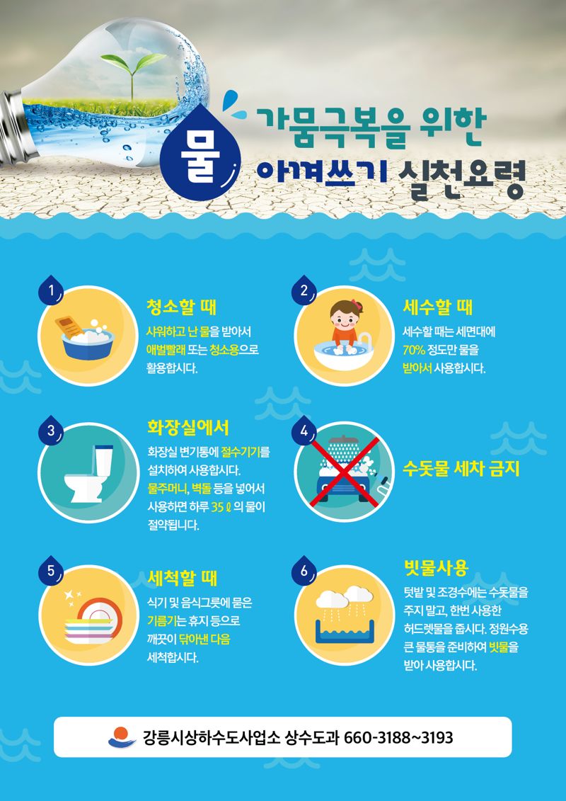 강릉시, 가뭄 대응&middot;생활용수 확보 총력..물 절약 실천 동참 호소