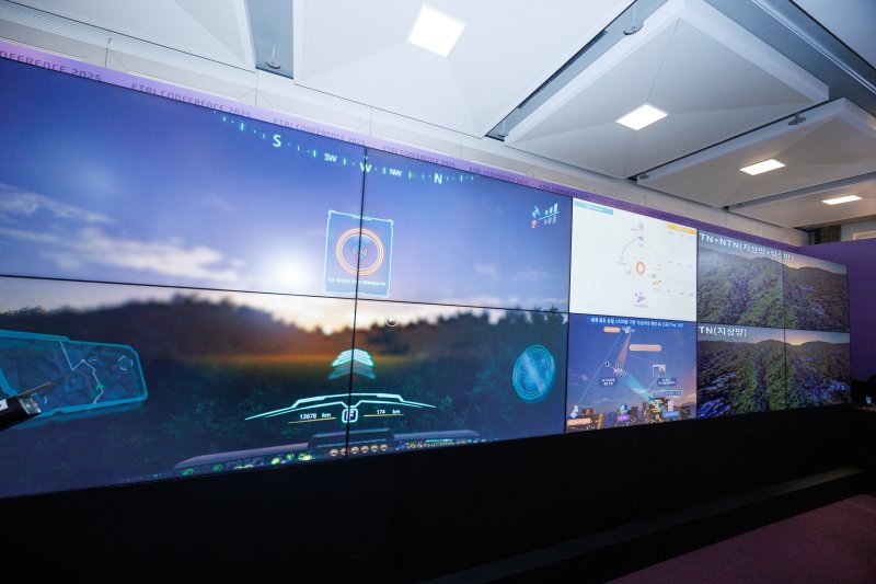 ETRI 컨퍼런스 2025 전시장에서 시연된 지상-위성 통합 6G 초공간 통신 기술(ETRI 제공) /뉴스1