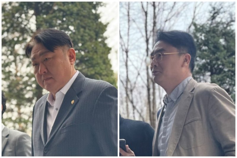 뇌물수수 혐의를 받는 국민의힘 출신 신충식(무소속·서구4) 시의원과 조현영(국민의힘·연수구4) 시의원은 27일 오후 2시 10분쯤 인천시 미추홀구 인천지법 영장심사장에 구속 전 피의자 심문(영장실질심사)를 받기 위해 모습을 드러냈다.2025.3.27/뉴스1 ⓒ News1 박소영 기자