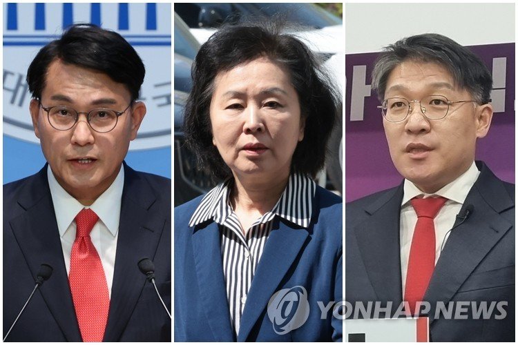 왼쪽부터 윤상현 의원, 김영선 전 의원, 김상민 전 검사 (출처=연합뉴스)
