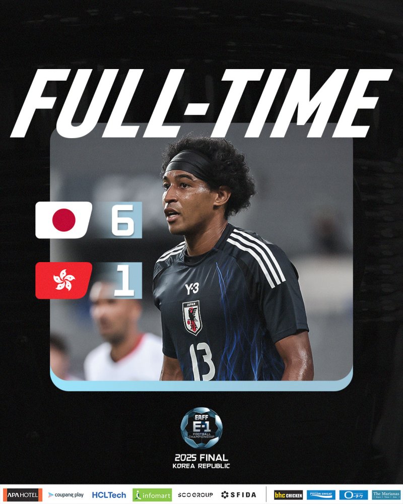 [서울=뉴시스]일본 축구, 동아시안컵서 홍콩에 6-1 대승. (사진=EAFF 소셜미디어 캡처) 2025.07.08. photo@newsis.com *재판매 및 DB 금지