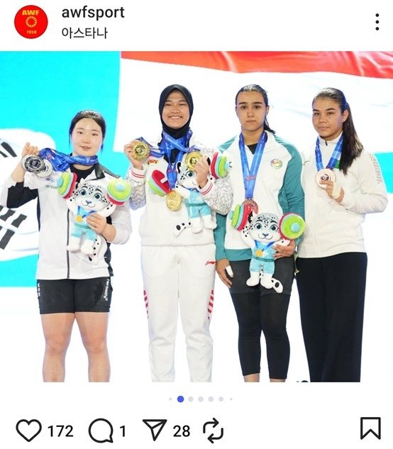 김한결, 아시아유소년역도선수권 여자 77㎏급 2위 (출처=연합뉴스)