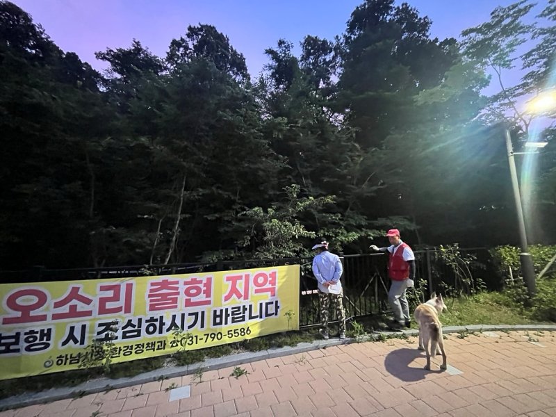 유해야생동물피해방지단이 바카라 토토 출몰지역을 바카라 토토하고 있다. (사진=하남시 제공) photo@newsis.com *재판매 및 DB 금지