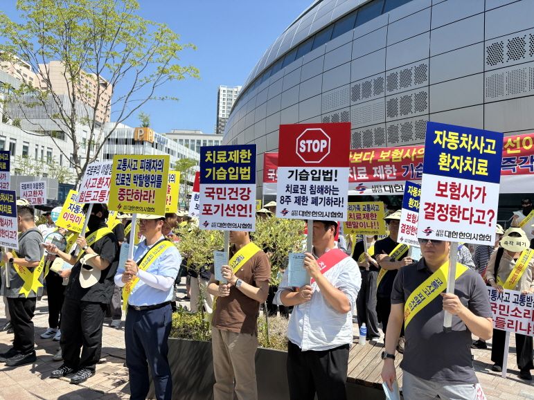 "보험사가 환자 치료 계속 여부 판단?"…거리로 나온 한의사들