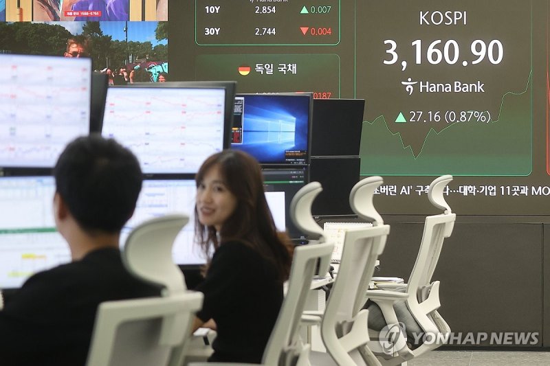 코스피 상승 출발, 장중 3,160선까지 올라 (출처=연합뉴스)