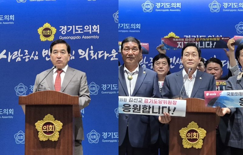[수원=뉴시스] 국민의힘 경기도당위원장 선거에 출마한 심재철 도당위원장과 김선교 의원. (사진=뉴시스 DB). photo@newsis.com *재판매 및 DB 금지