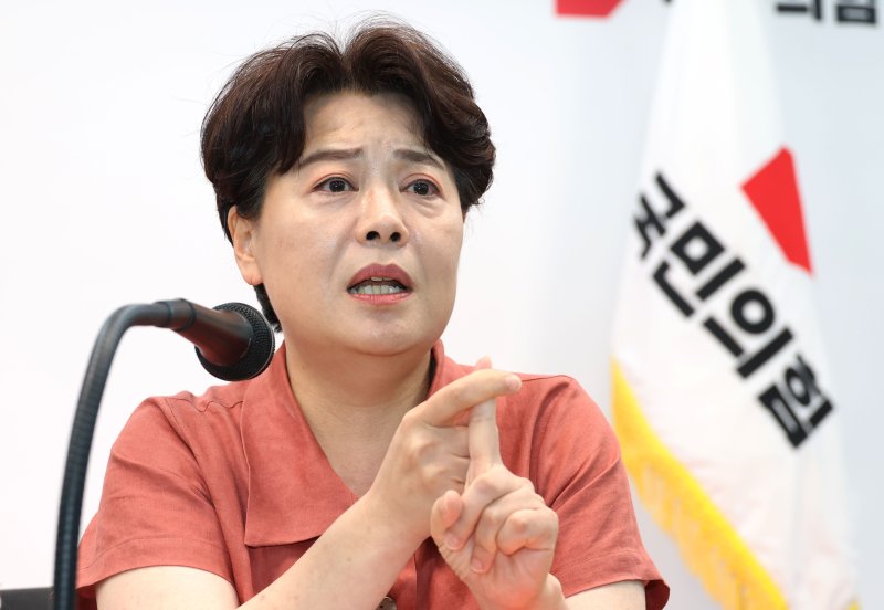 윤희숙 국민의힘 바카라사이트 정보원장이 13일 오후 서울 여의도 당사에서 기자간담회를 하고 있다. 2025.7.13/바카라사이트 정보1 ⓒ News1 이광호 기자