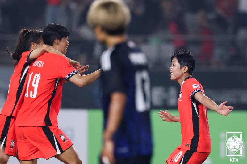 [화성=뉴시스]무료 바카라 게임 한일전 정다빈 동점골. (사진=대한축구협회 제공)