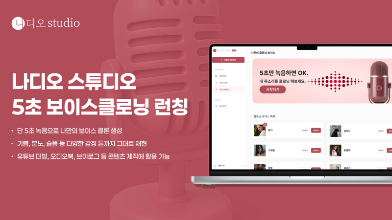 이어가다, 'AI 보이스클로닝' 서비스 출시.. 5초 만에 목소리 복제