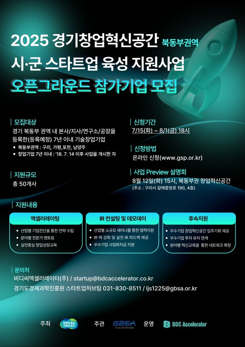 경기도, 북동부권 스타트업 육성 '경기창업혁신공간 오픈그라운드' 참가기업 모집