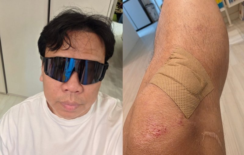 오지헌, 빗길 낙차사고…"미끄러져 핸들 놓쳐"