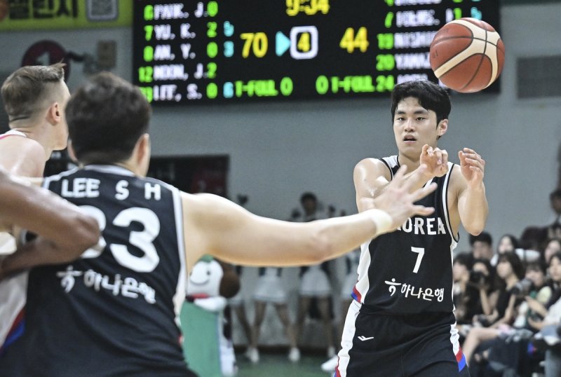 패스하는 유기상 (출처=연합뉴스)